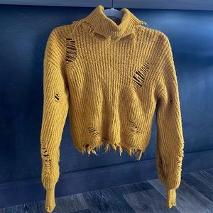 Distressed Mustard Sweater ✨